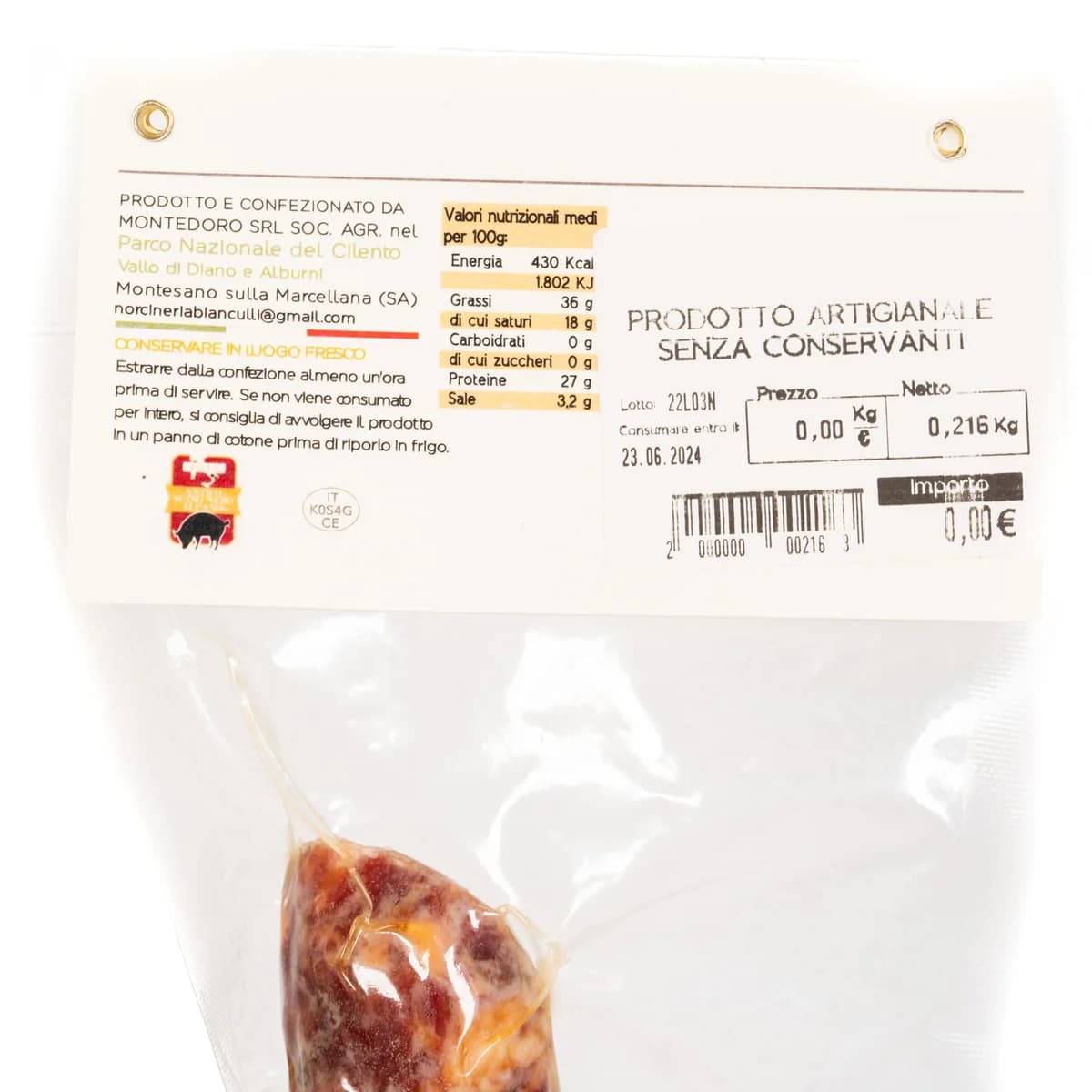 Salsiccia dolce al peperone (Antico Suino Nero Lucano) 200g 2