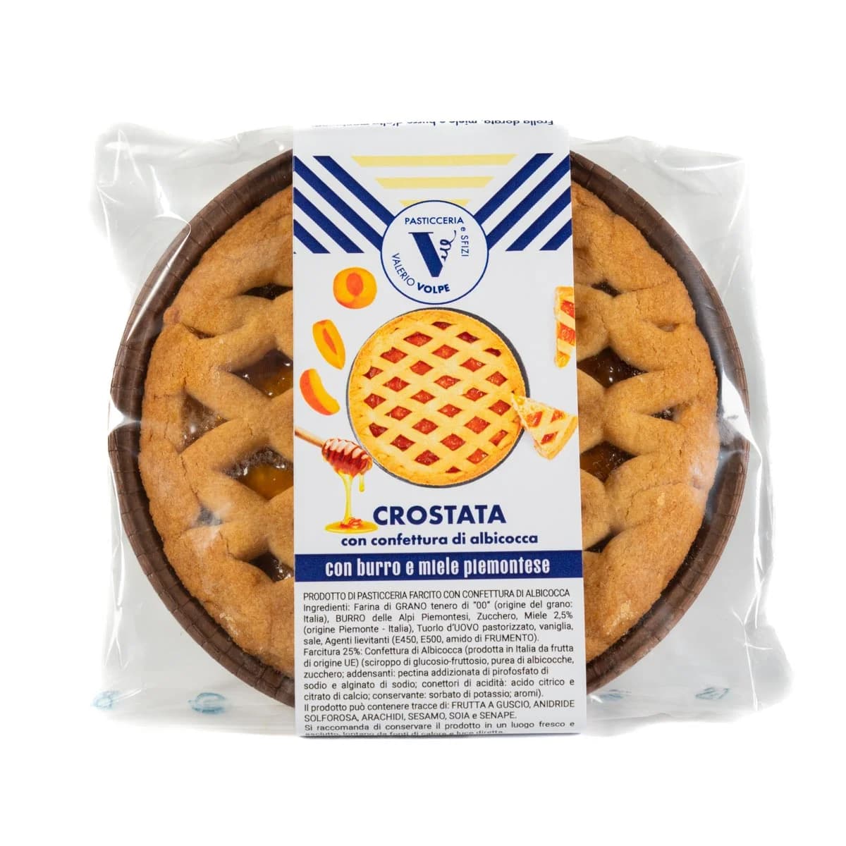 Crostata all'Albicocca 250g con miele e burro del piemonte
