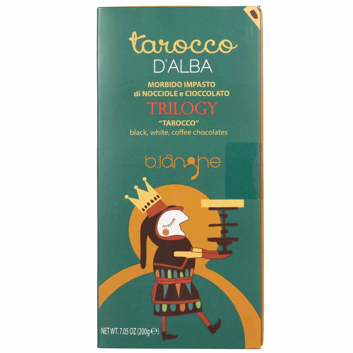 "Tarocco" Trilogi - Cioccolato bianco, Fondente e Caffè - barretta 200g