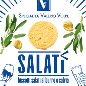 Etichetta Salatì Burro e Salvia Vaschetta 180g. Biscotti SalatiSpecialità Valerio Volpe