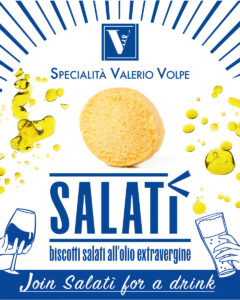 Etichetta Salatì all'Olio Extravergine di Oliva Vaschetta 180g. Biscotti SalatiSpecialità Valerio Volpe