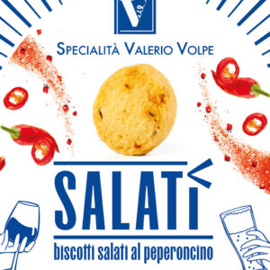 Etichetta Salatì Peperoncino Vaschetta 180g. Biscotti SalatiSpecialità Valerio Volpe